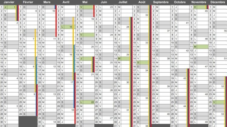 Calendrier 2026  : jours fériés, vacances, numéros de semaine 
